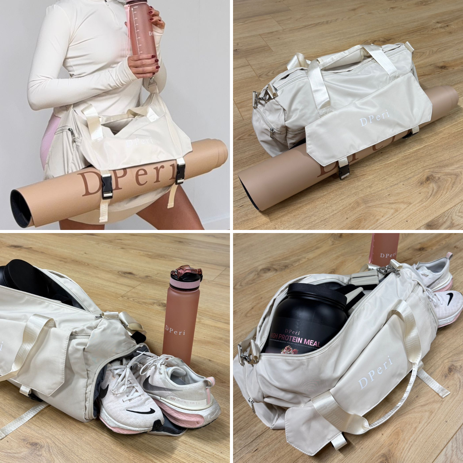 DPeri® Multifunktionelle Yoga- & Sporttasche – Wasserdicht mit Schuhfach, Yogamattenhalter & Koffergurt Ideal für Fitness, Reisen & Pilates