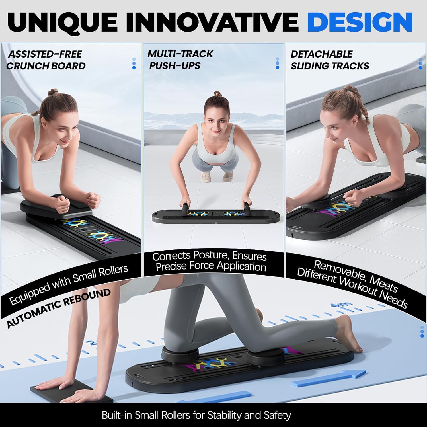 DPeri® Pilates Board Pro+ 6-in-1 Multifunktionales Home-Reformer-Set mit Bar, Widerstandsbändern & Push-up-Griffen Faltbares Ganzkörper-Trainingssystem für Zuhause