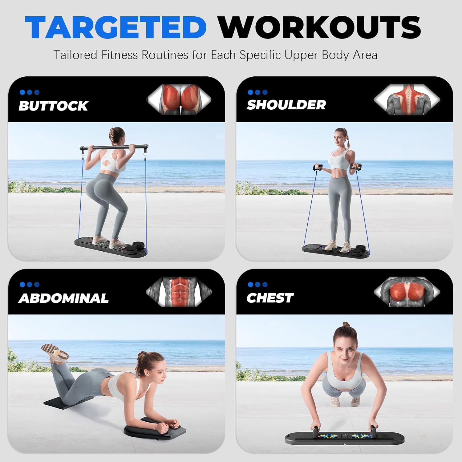 DPeri® Pilates Board Pro+ 6-in-1 Multifunktionales Home-Reformer-Set mit Bar, Widerstandsbändern & Push-up-Griffen Faltbares Ganzkörper-Trainingssystem für Zuhause