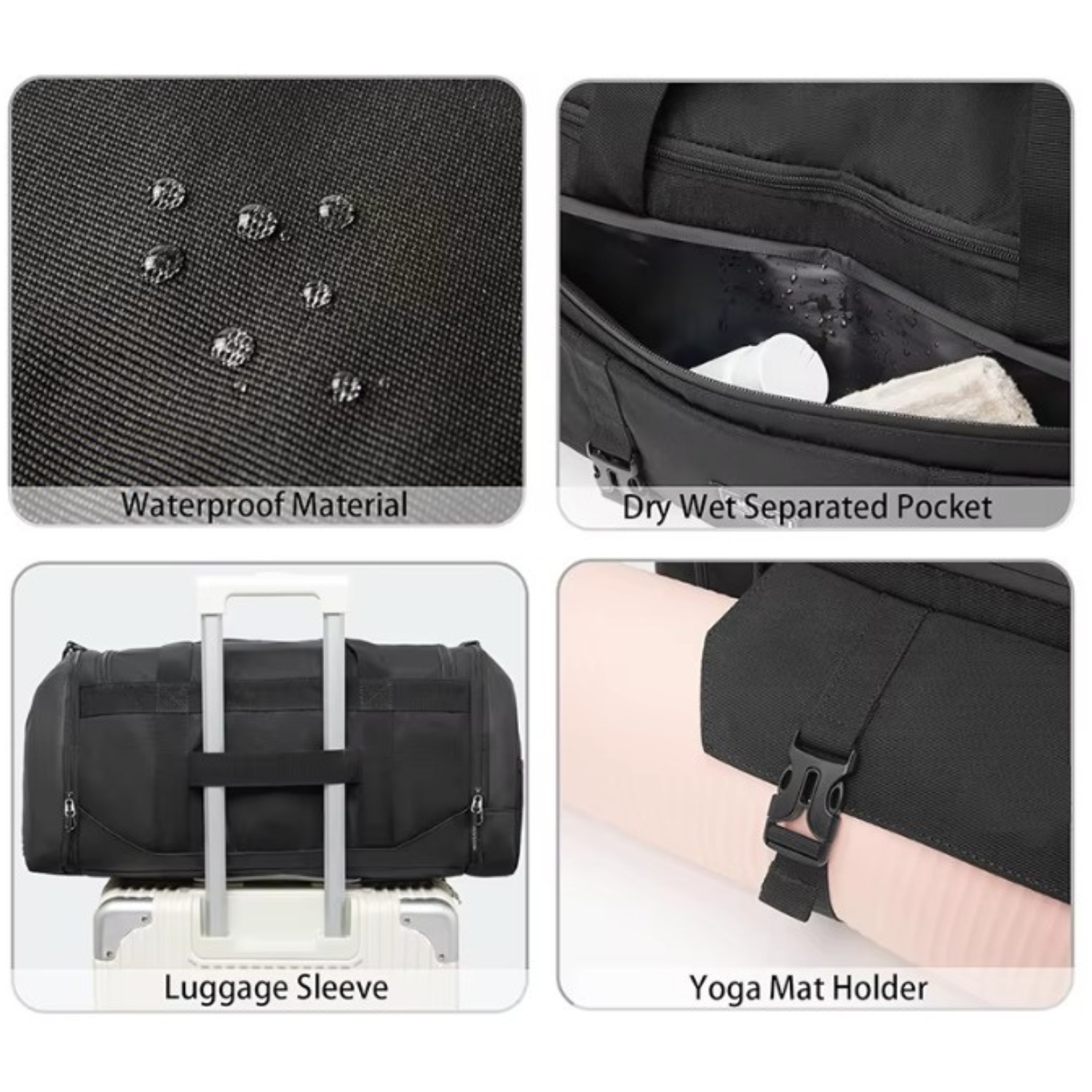 DPeri® Multifunktionelle Yoga- & Sporttasche – Wasserdicht mit Schuhfach, Yogamattenhalter & Koffergurt Ideal für Fitness, Reisen & Pilates